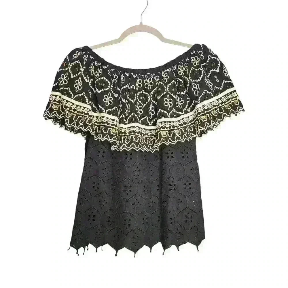 Anthropologie Hemant Nandita Mavra Embroidered Top Size XS